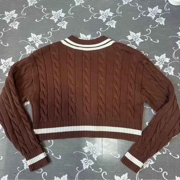 Aritzia TNA Clay Crop Varsity Sweater Sweater Sz Small - Picture 2 of 6
